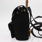 Gucci Vintage Bamboo Backpack Suede Black Suede Backpack Bag (Authentic Pre-Loved)