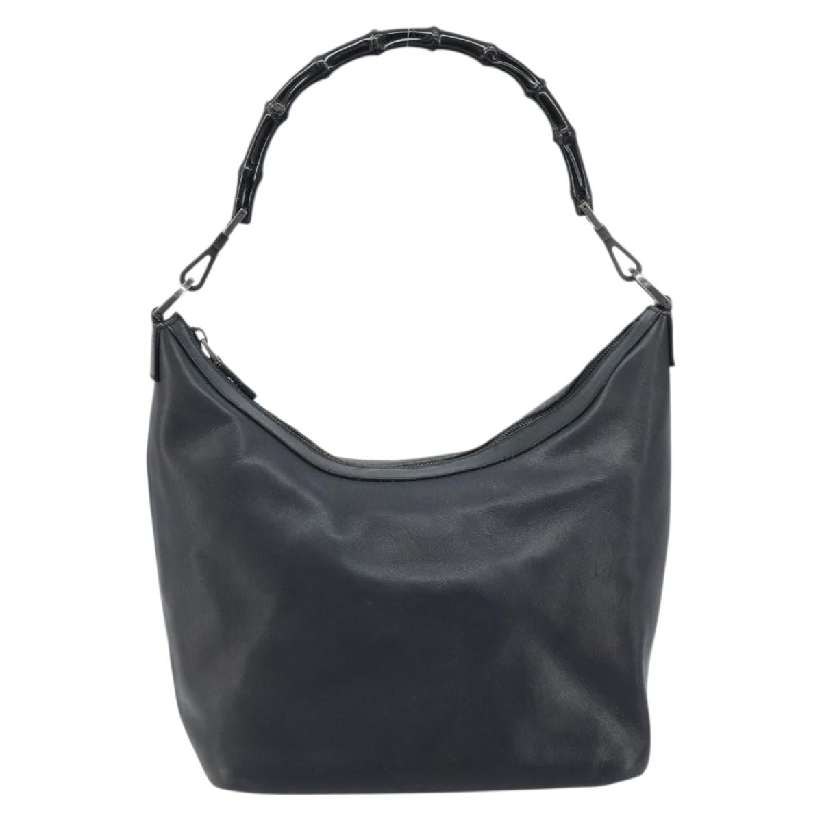 Gucci Vintage Bamboo Hobo Leather Black Leather Handbag (Authentic Pre-Loved)