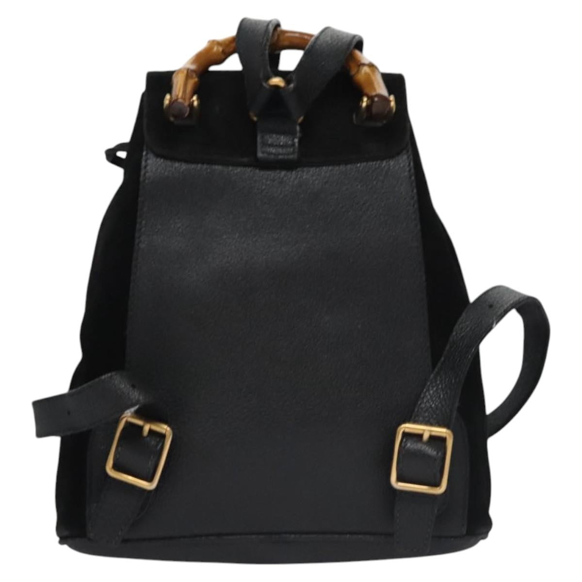 Gucci Gucci Bamboo Backpack Daim Black Suede Backpack Bag (Authentic Pre-Loved)