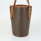 Celine Vintage Macadam Tote Bag Canvas And Leather Brown Canvas Handbag (Authentic Pre-Loved)