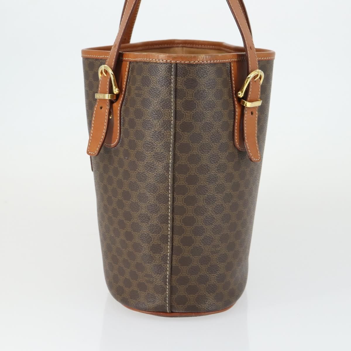 Celine Vintage Macadam Tote Bag Canvas And Leather Brown Canvas Handbag (Authentic Pre-Loved)