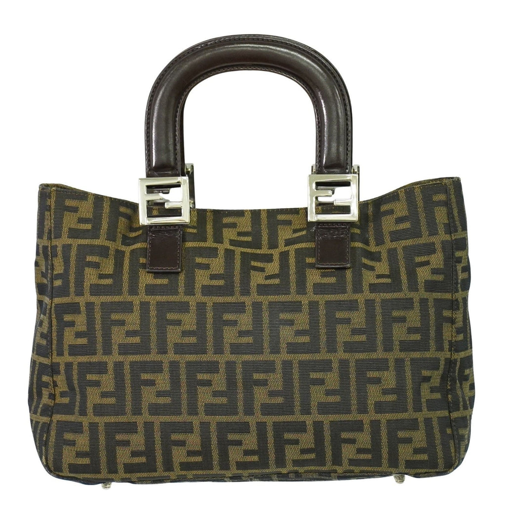Fendi Zucca Tote Bag Ff Motif Brown Canvas Handbag (Authentic Pre-Loved)