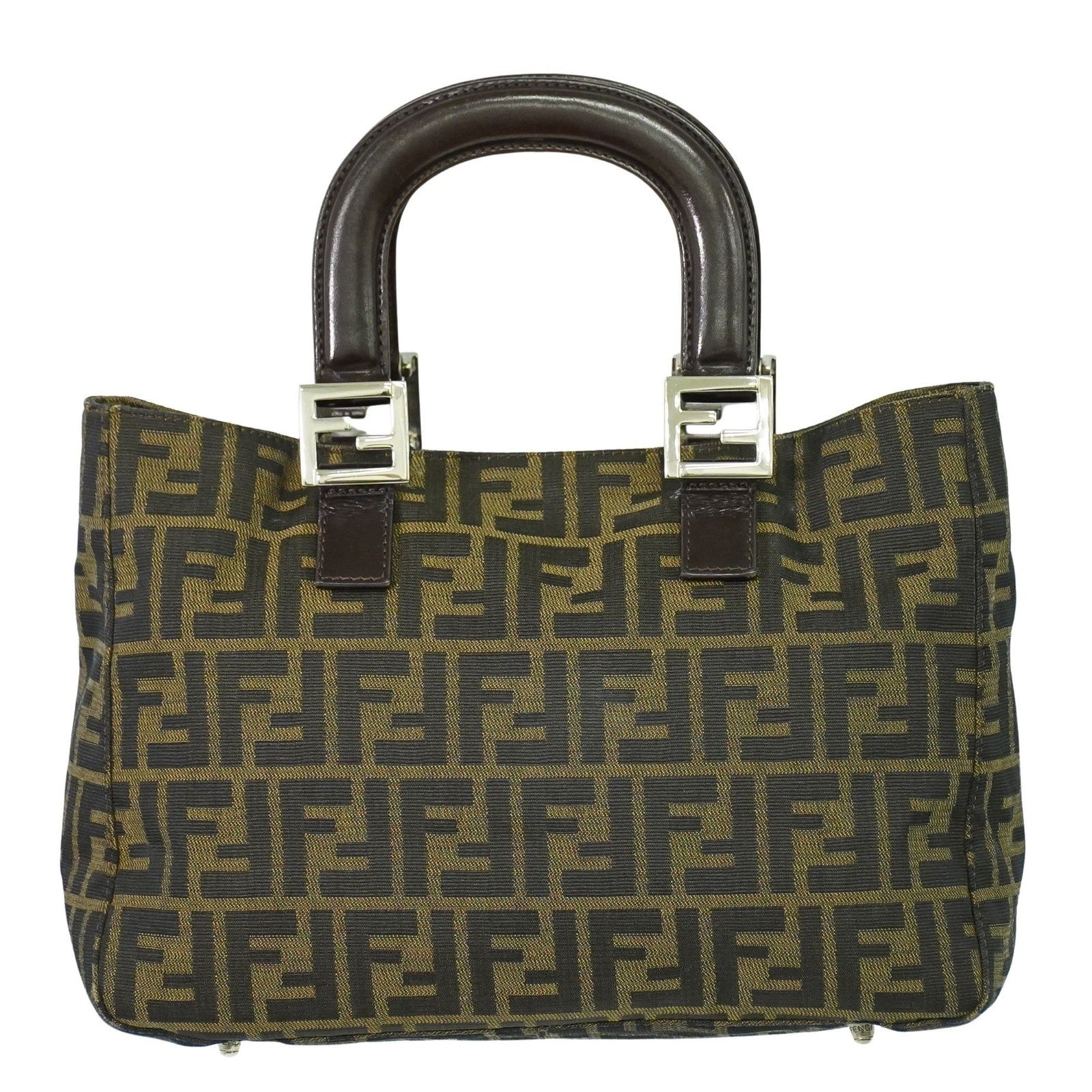 Fendi Zucca Tote Bag Ff Motif Brown Canvas Handbag (Authentic Pre-Loved)