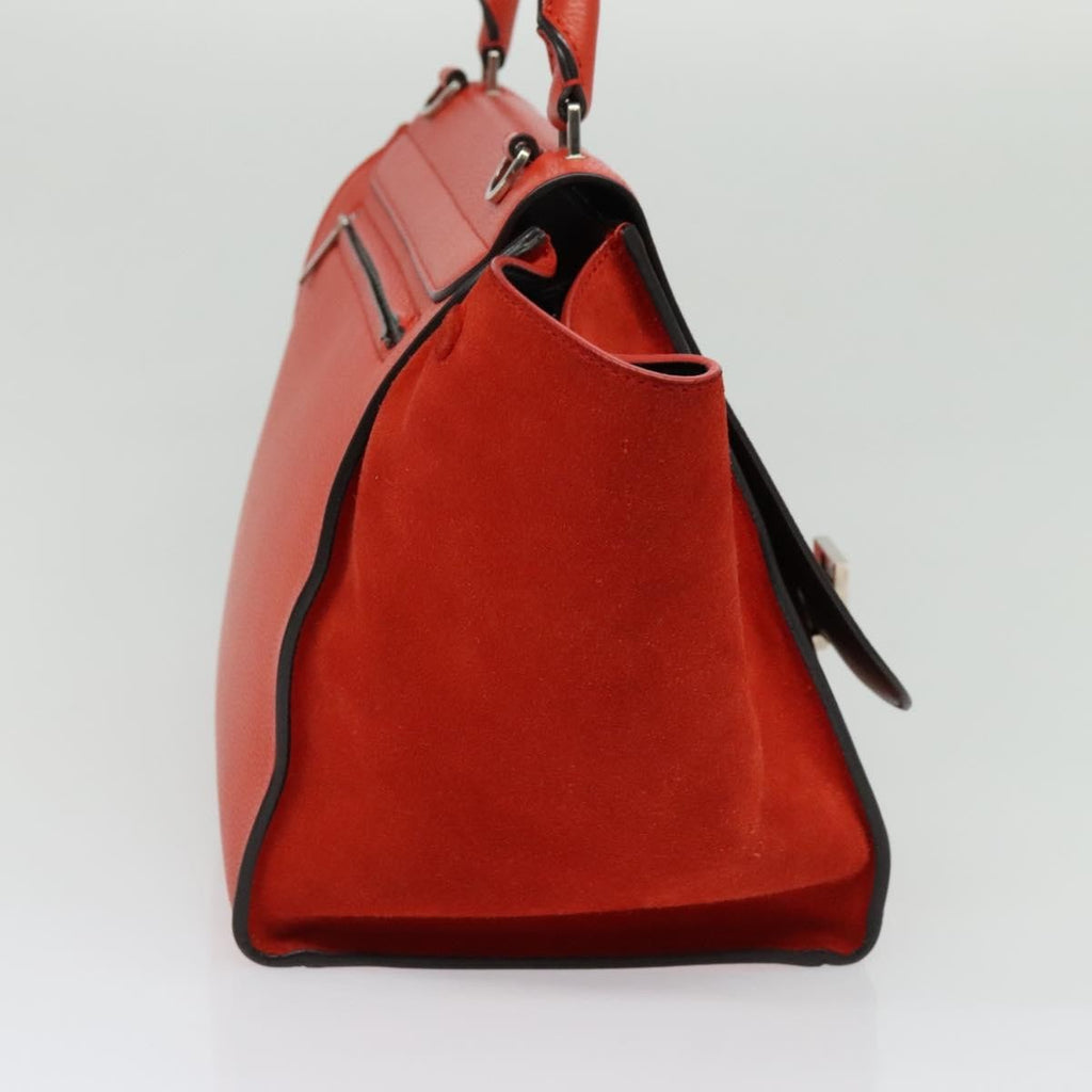 Celine Trapeze Bag Leather With Suede Red Leather Handbag (Authentic Pre-Loved)