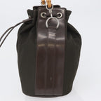 Gucci Vintage Bamboo Bucket Bag Nylon And Leather Khaki Nylon Handbag (Pre-Loved)
