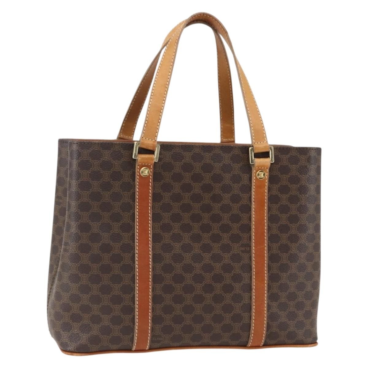 Celine Vintage Macadam Handbag Canvas And Leather Brown Canvas Handbag (Authentic Pre-Loved)