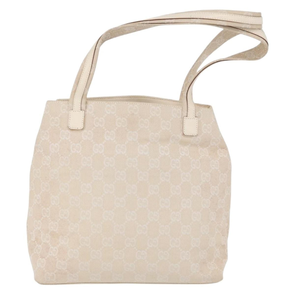 Gucci Double Pocket Tote Gg Canvas Ecru Canvas Handbag (Authentic Pre-Loved)