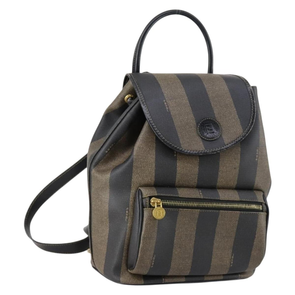 Fendi Pequin Front Pocket Backpack Coated Canvas Brown Pvc Backpack Bag (Authentic Pre-Loved)