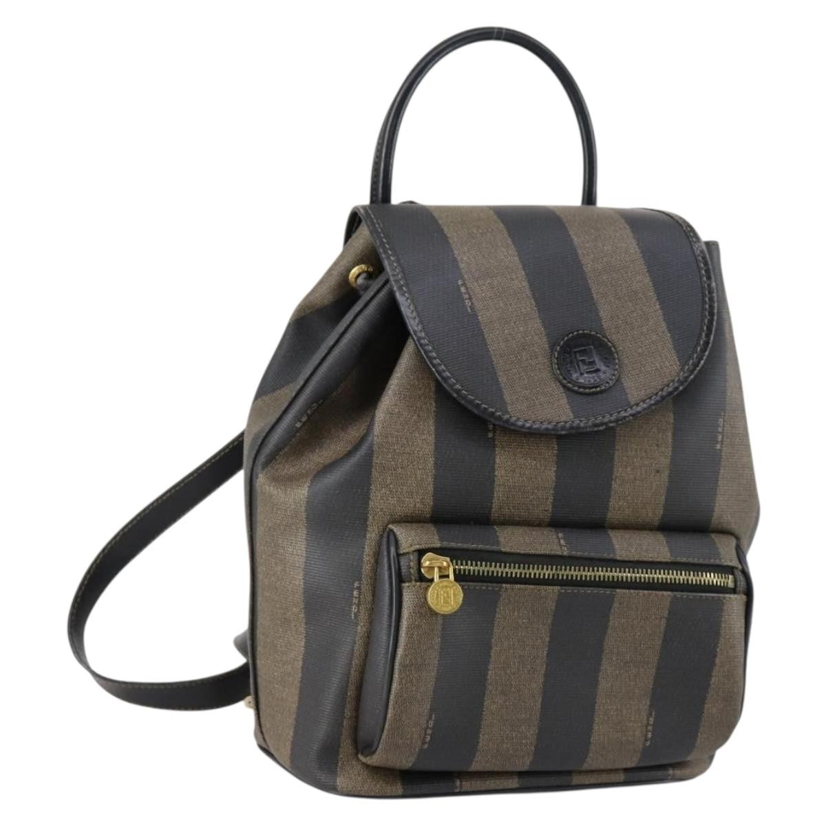 Fendi Pequin Front Pocket Backpack Coated Canvas Brown Pvc Backpack Bag (Authentic Pre-Loved)