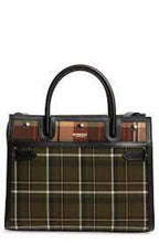Burberry Wool Tartan Two Handle Title Green Handbag Leather Italy Bag New