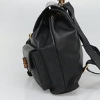 Gucci Vintage Bamboo Backpack Leather Black Leather Backpack Bag (Authentic Pre-Loved)