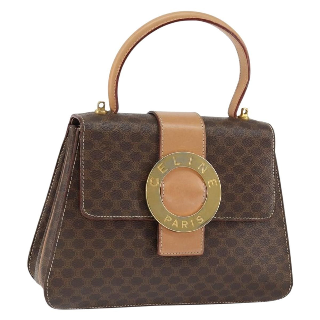 Celine Vintage Macadam Handbag Canvas Brown Pvc Handbag (Authentic Pre-Loved)
