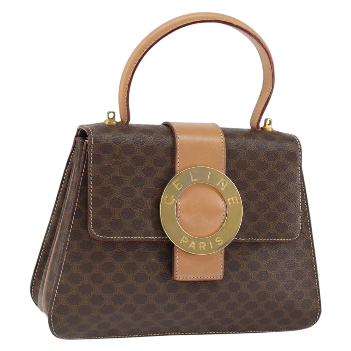 Celine Vintage Macadam Handbag Canvas Brown Pvc Handbag (Authentic Pre-Loved)