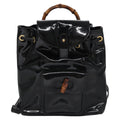 Gucci Vintage Bamboo Backpack Patent Black Patent_Leather Backpack Bag (Authentic Pre-Loved)