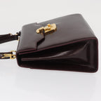 Gucci Vintage Lady Lock Top Handle Bag Leather Burgundy Leather Handbag (Authentic Pre-Loved)