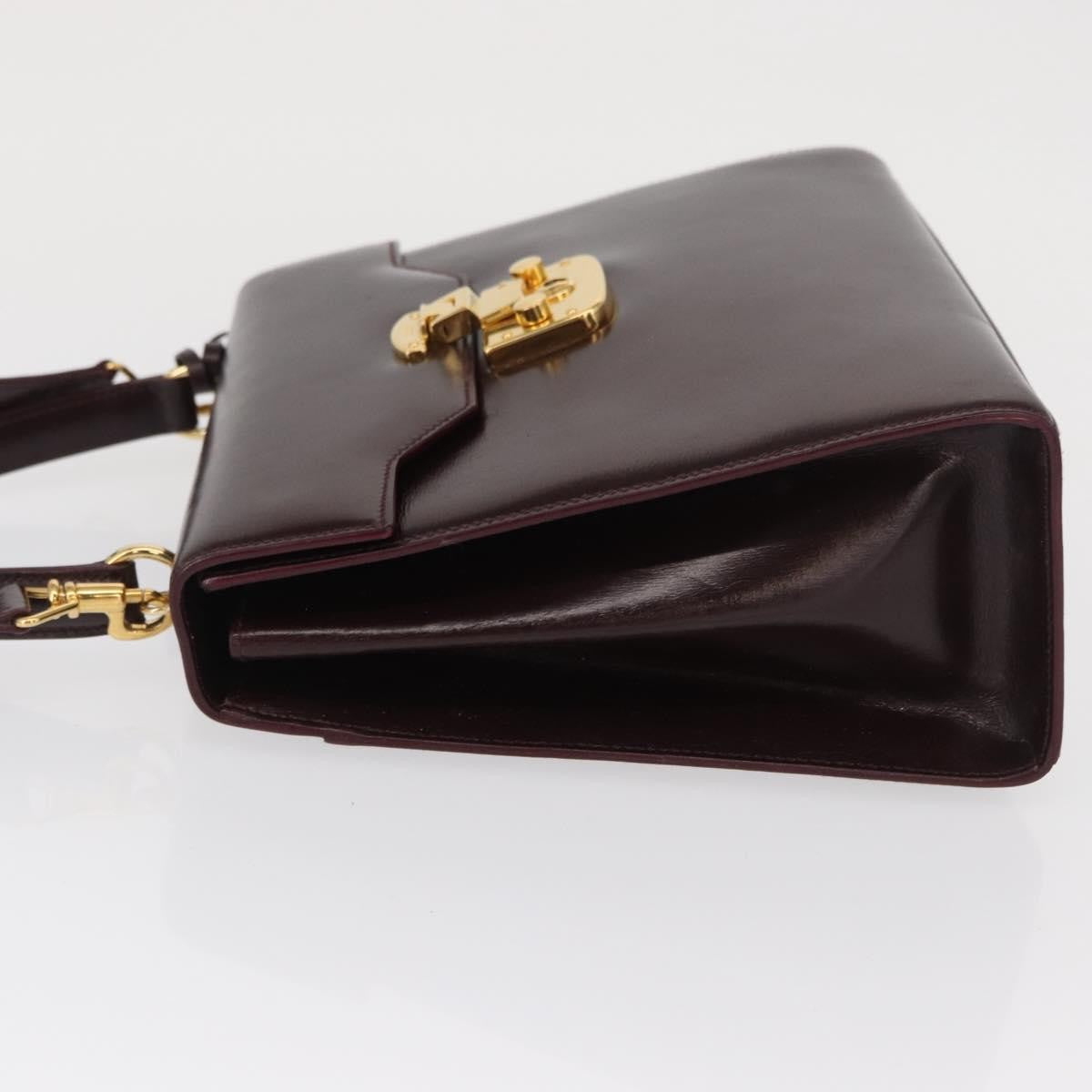 Gucci Vintage Lady Lock Top Handle Bag Leather Burgundy Leather Handbag (Authentic Pre-Loved)