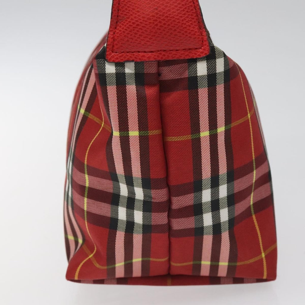 Burberry Nova Check Handbag Leather And Nylon Red Nylon Handbag (Authentic Pre-Loved)