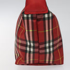 Burberry Nova Check Handbag Leather And Nylon Red Nylon Handbag (Authentic Pre-Loved)