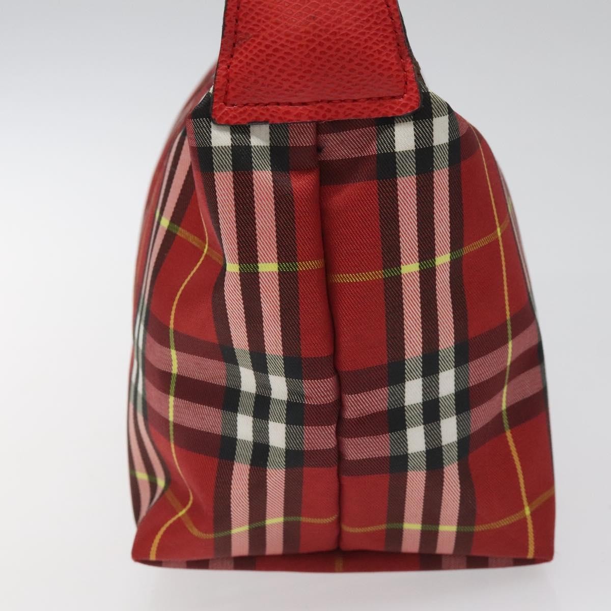 Burberry Nova Check Handbag Leather And Nylon Red Nylon Handbag (Authentic Pre-Loved)
