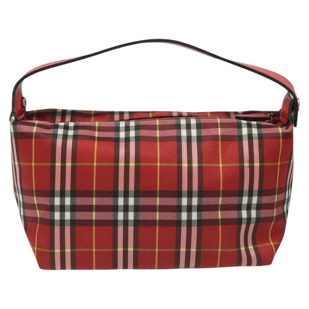 Burberry Nova Check Handbag Leather And Nylon Red Nylon Handbag (Authentic Pre-Loved)