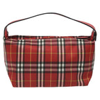Burberry Nova Check Handbag Leather And Nylon Red Nylon Handbag (Authentic Pre-Loved)