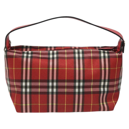 Burberry Nova Check Handbag Leather And Nylon Red Nylon Handbag (Authentic Pre-Loved)