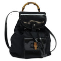 Gucci Vintage Bamboo Backpack Nylon And Patent Leather Black Nylon Backpack Bag (Authentic Pre-Loved)