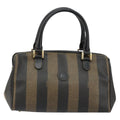 Fendi Vintage Pequin Boston Bag Coated Canvas Black Canvas Bag (Authentic Pre-Loved)