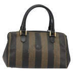 Fendi Vintage Pequin Boston Bag Coated Canvas Black Canvas Bag (Authentic Pre-Loved)