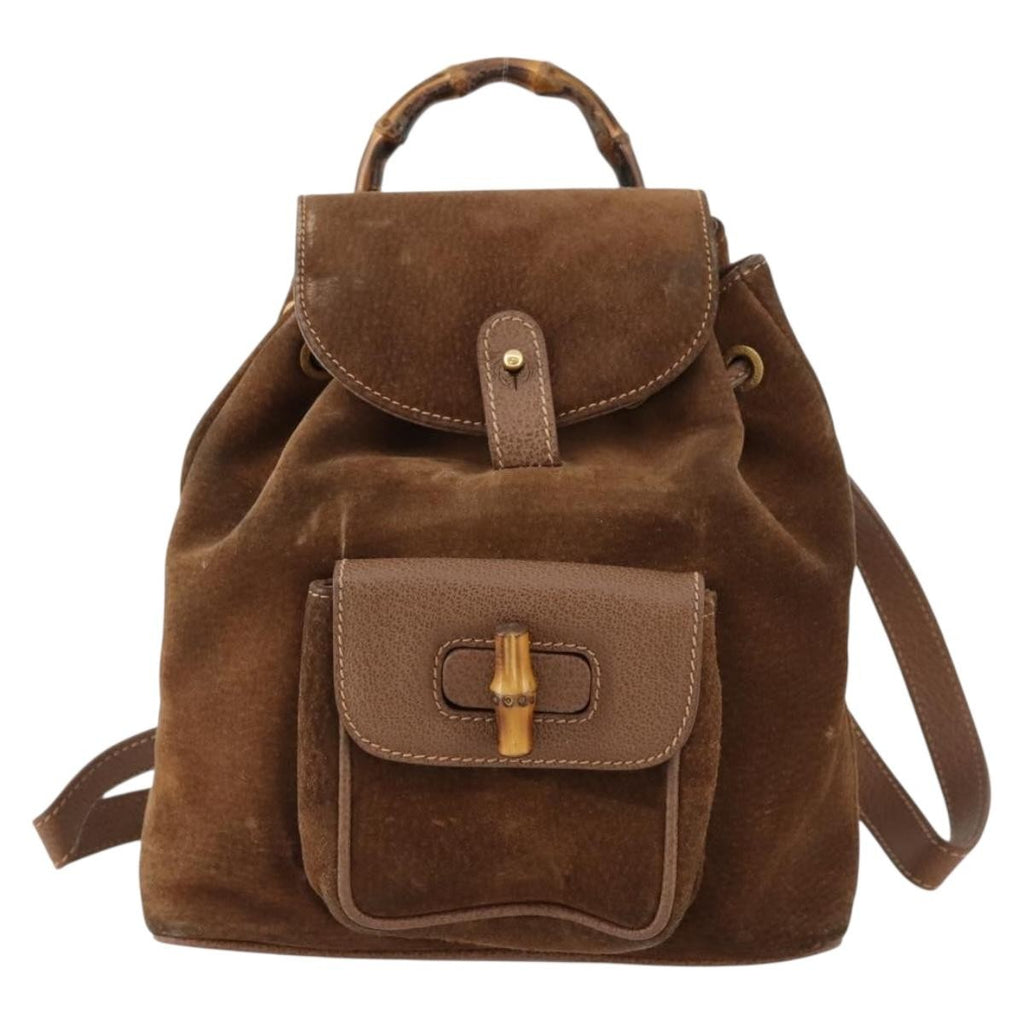 Gucci Gucci Bamboo Backpack Daim Brown Suede Backpack Bag (Authentic Pre-Loved)