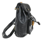 Gucci Vintage Bamboo Backpack Leather Black Leather Backpack Bag (Authentic Pre-Loved)