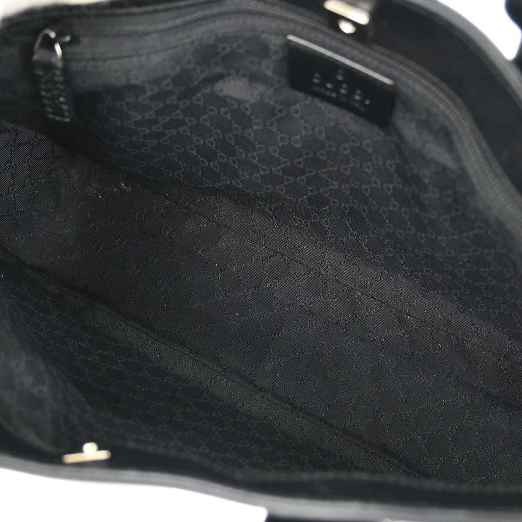 Gucci Web Handbag Leather Wih Canvas Black Leather Handbag (Authentic Pre-Loved)