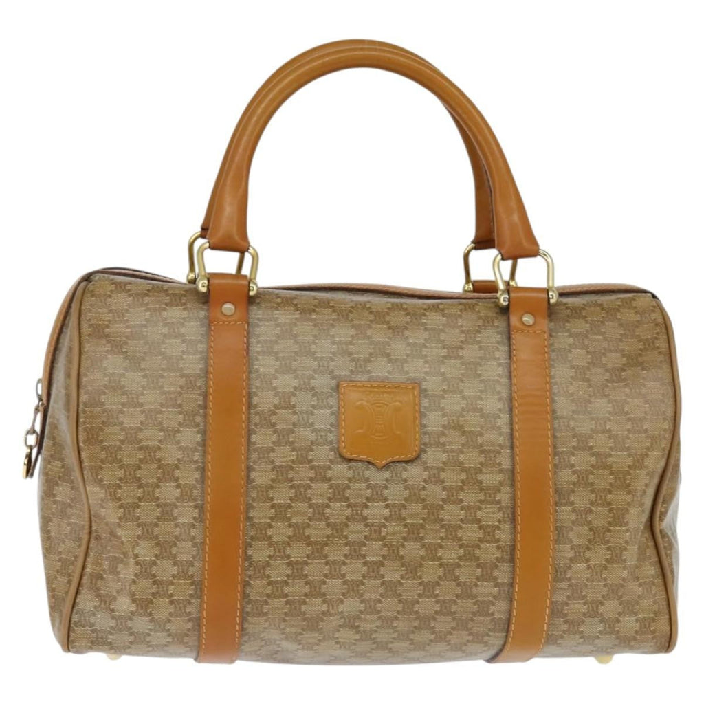 Celine Vintage Duffle Bag Macadam Coated Canvas Beige Canvas Handbag (Authentic Pre-Loved)