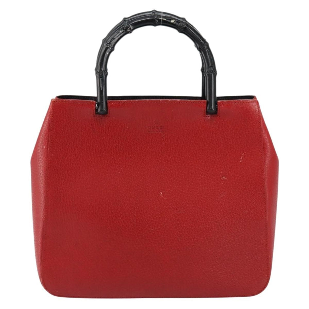 Gucci Vintage Bamboo Handle Bag Leather Red Leather Handbag (Authentic Pre-Loved)