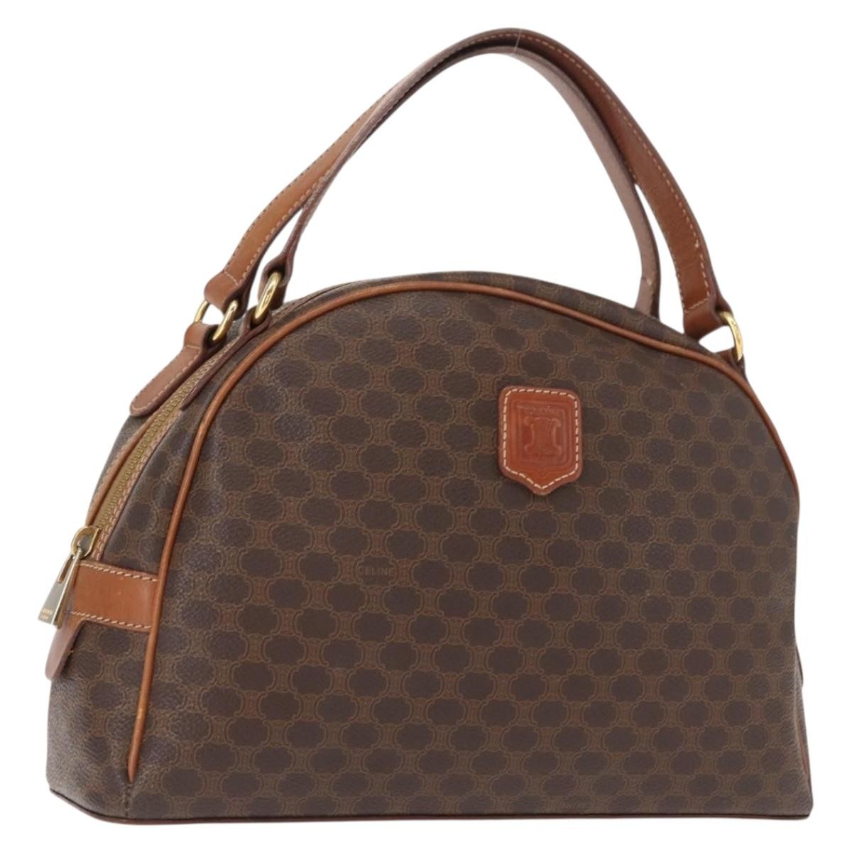 Celine Vintage Macadam Handbag Canvas And Leather Brown Canvas Handbag (Authentic Pre-Loved)