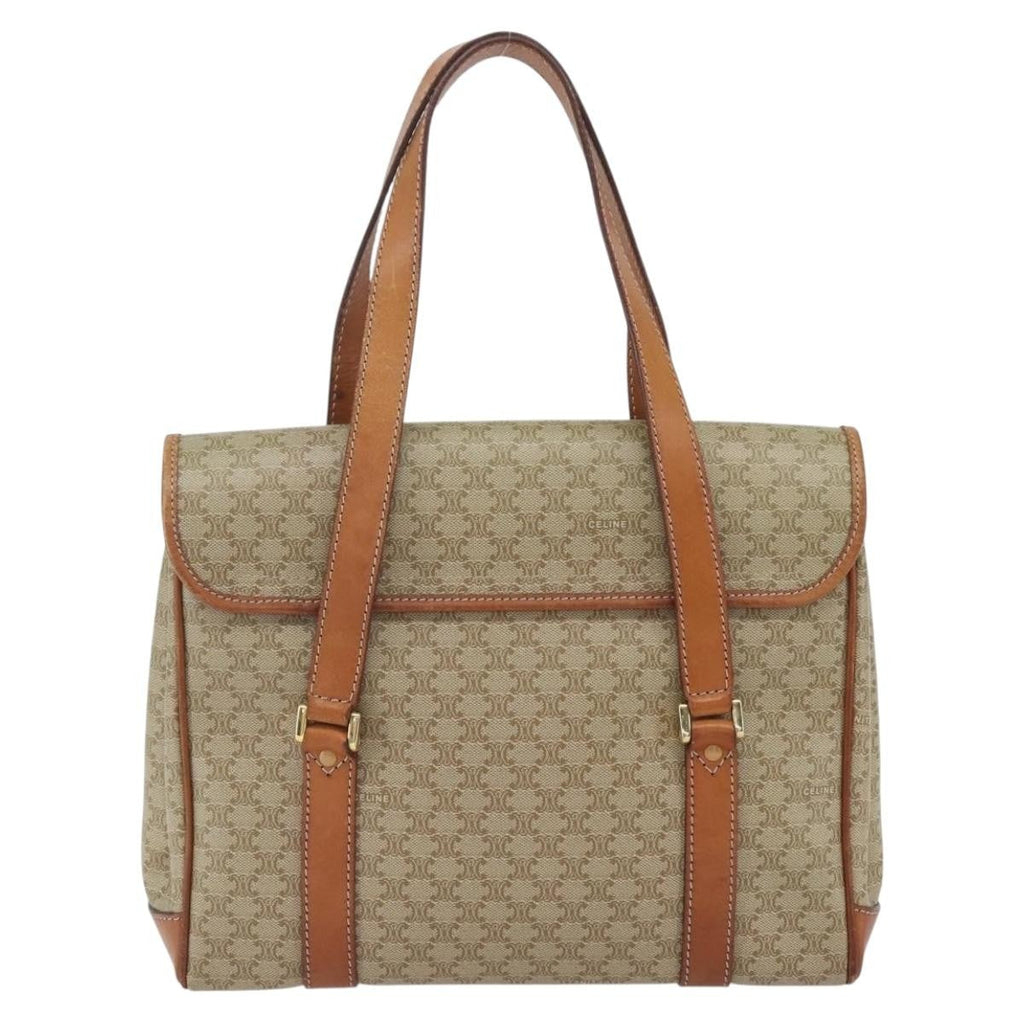 Celine Vintage Macadam Handbag Canvas And Leather Beige Canvas Handbag (Authentic Pre-Loved)