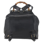 Gucci Vintage Bamboo Backpack Leather Black Leather Backpack Bag (Authentic Pre-Loved)