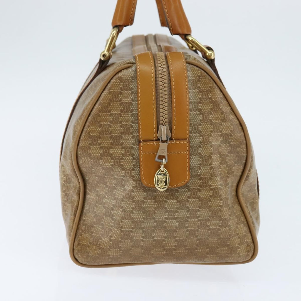 Celine Vintage Duffle Bag Macadam Coated Canvas Beige Canvas Handbag (Authentic Pre-Loved)