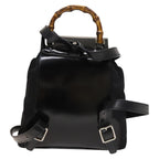 Gucci Vintage Bamboo Backpack Nylon And Patent Leather Black Nylon Backpack Bag (Authentic Pre-Loved)