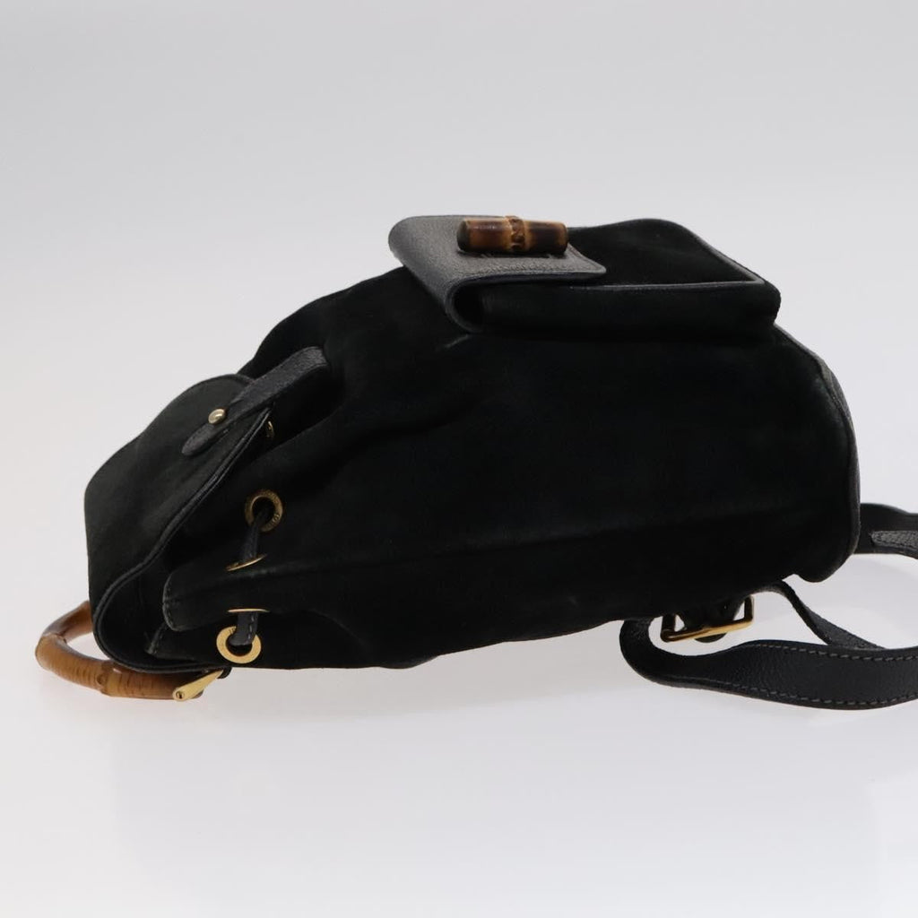 Gucci Gucci Bamboo Backpack Daim Black Suede Backpack Bag (Authentic Pre-Loved)