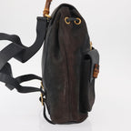 Gucci Vintage Bamboo Backpack Suede Navy Suede Backpack Bag (Authentic Pre-Loved)