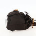 Gucci Vintage Bamboo Backpack Nylon And Patent Leather Brown Nylon Backpack Bag (Pre-Loved)