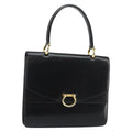 Celine Vintage Top Handle Bag Glazed Leather Black Leather Bag (Authentic Pre-Loved)