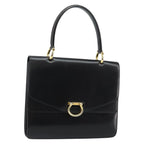 Celine Vintage Top Handle Bag Glazed Leather Black Leather Bag (Authentic Pre-Loved)