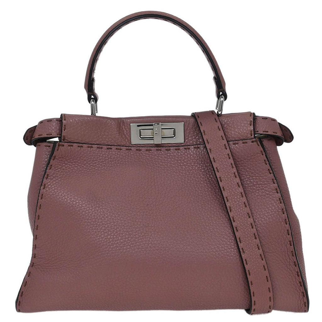 Fendi Selleria Peekaboo Bag Leather Purple Leather Handbag (Authentic Pre-Loved)