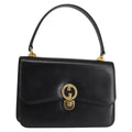 Gucci 1973 Flap Top Handle Bag Leather Black Leather Handbag (Authentic Pre-Loved)
