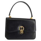 Gucci 1973 Flap Top Handle Bag Leather Black Leather Handbag (Authentic Pre-Loved)