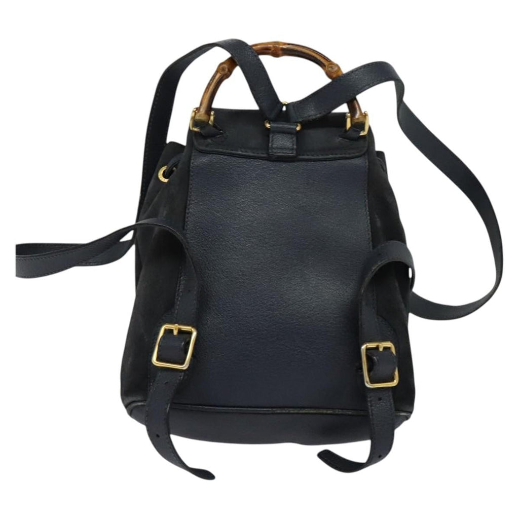 Gucci Gucci Bamboo Backpack Daim Navy Suede Backpack Bag (Authentic Pre-Loved)