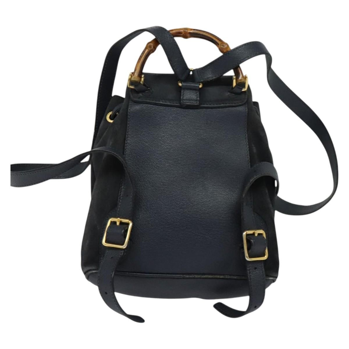 Gucci Gucci Bamboo Backpack Daim Navy Suede Backpack Bag (Authentic Pre-Loved)