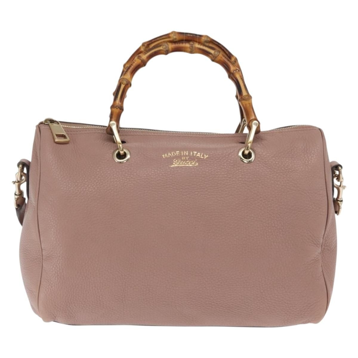 Gucci Bamboo Shopper Tote Leather Pink Leather Handbag (Authentic Pre-Loved)
